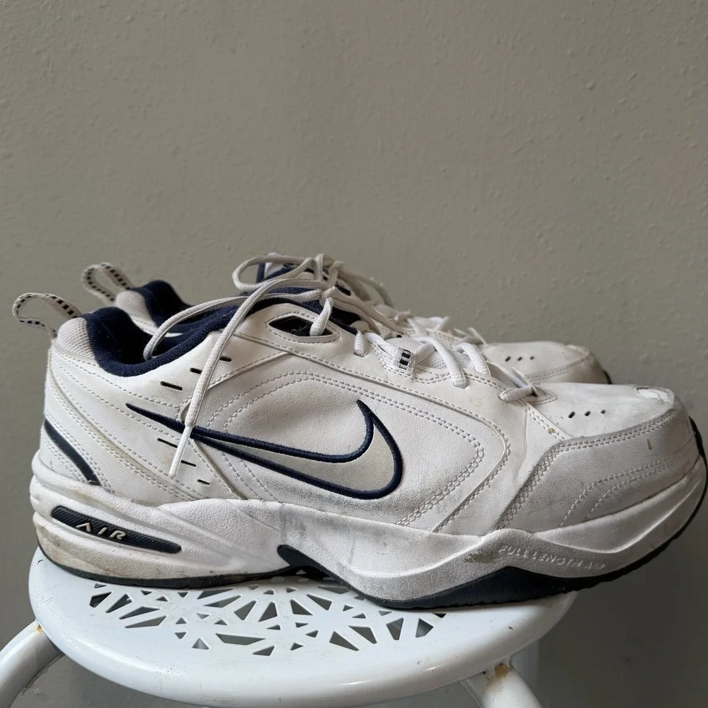 Nike Air Monarch IV White/Navy 416355-102 Men's Shoes Size 14 EEEE